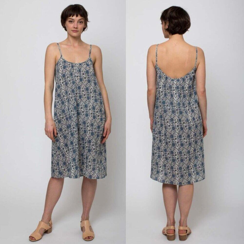 Sleeveless Blue Floral Slip Dress